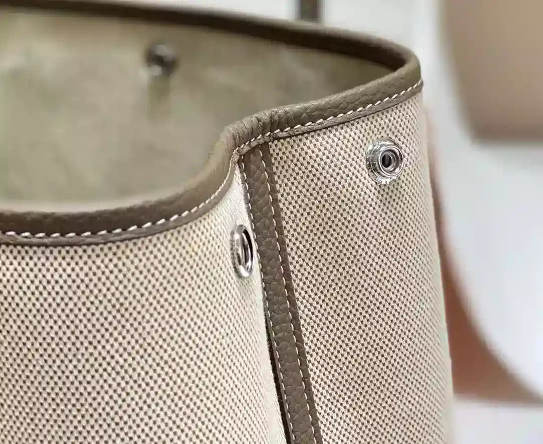 Hermes Garden Party 30cm Bag in Toile and Taupe Leather – HW069