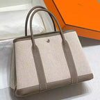 Hermes Garden Party 30cm Bag in Toile and Taupe Leather – HW069