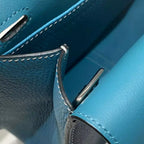 Hermes Halzan 25 Bag in Blue Jean Clemence Leather – HW091