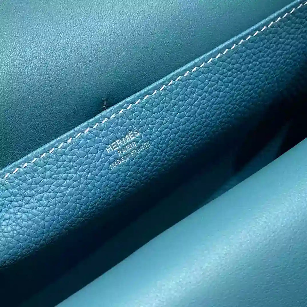 Hermes Halzan 25 Bag in Blue Jean Clemence Leather – HW091