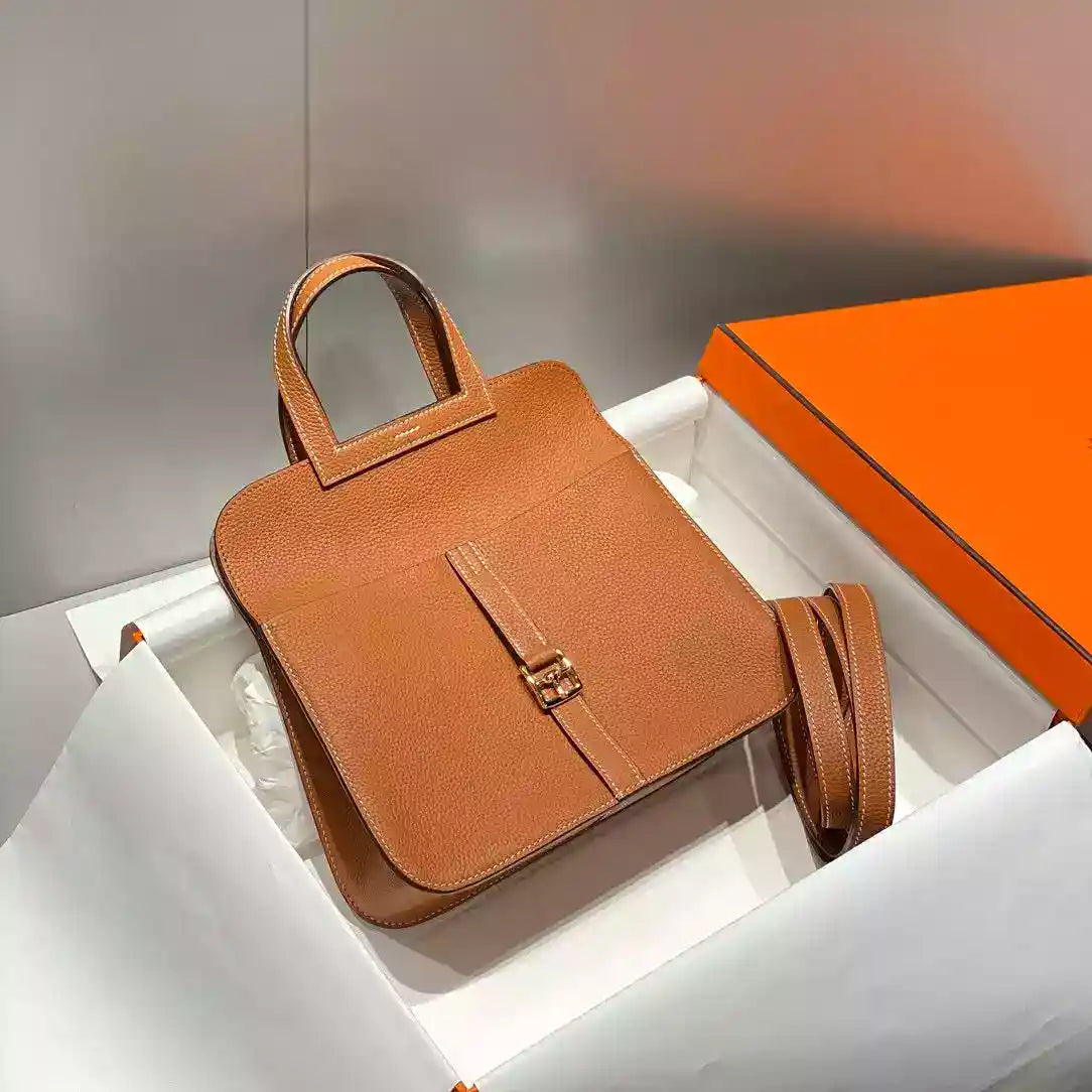 Hermes Halzan 25 Bag in Gold Clemence Leather – HW087
