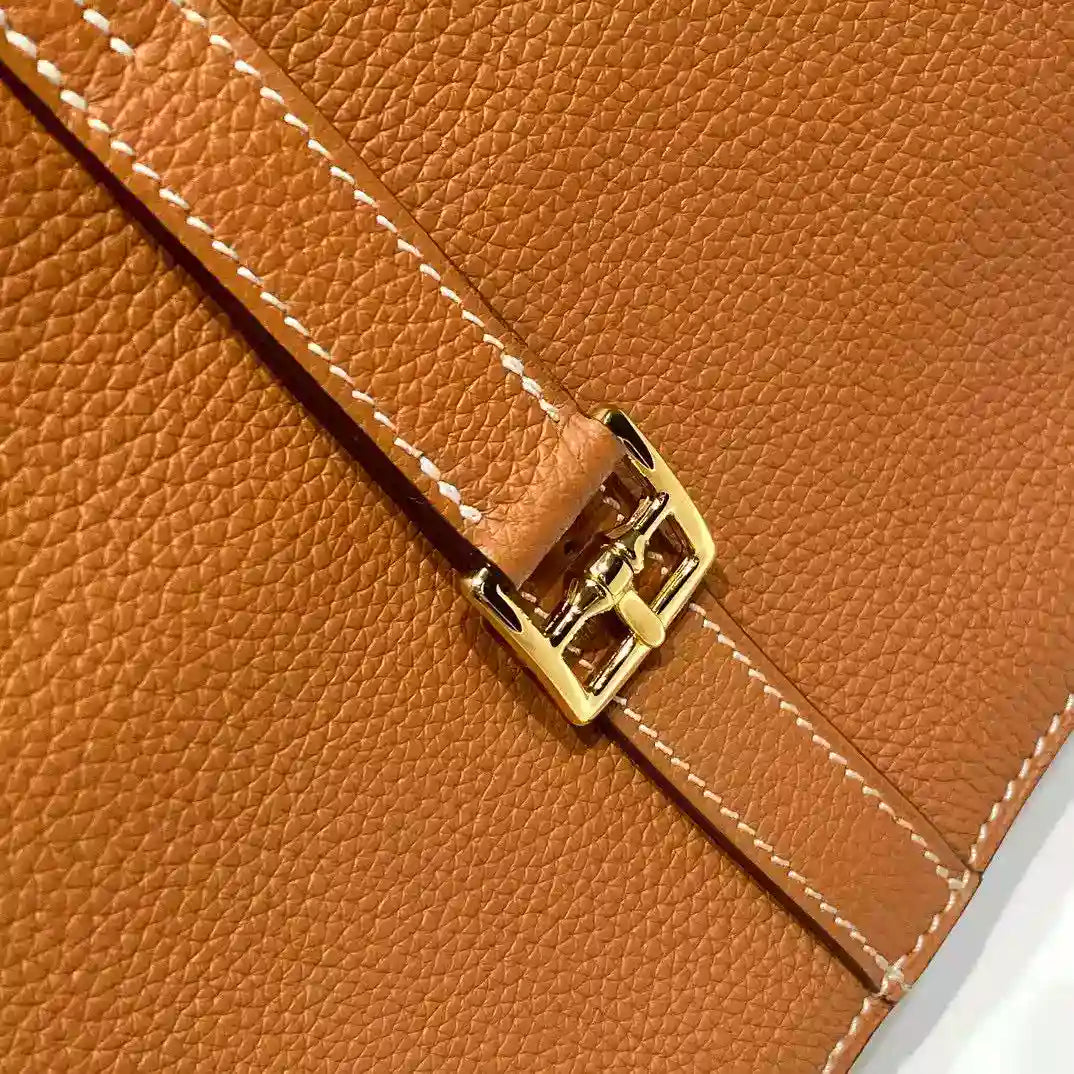 Hermes Halzan 25 Bag in Gold Clemence Leather – HW087