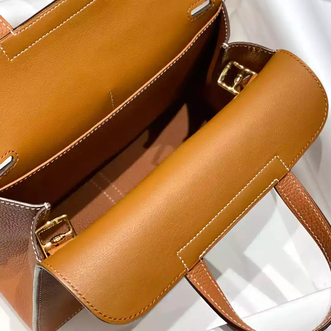 Hermes Halzan 25 Bag in Gold Clemence Leather – HW087