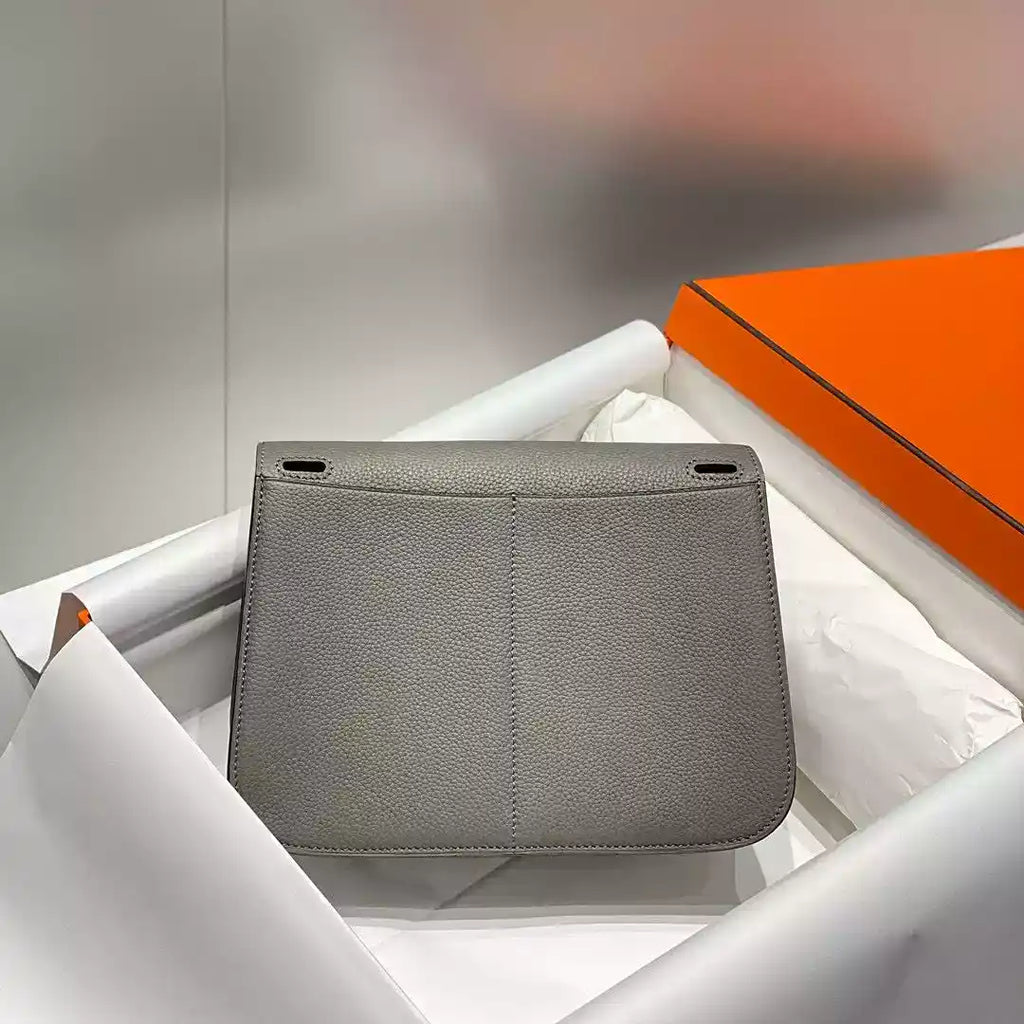 Hermes Halzan 25 Bag in Gris Meyer Clemence Leather – HW090