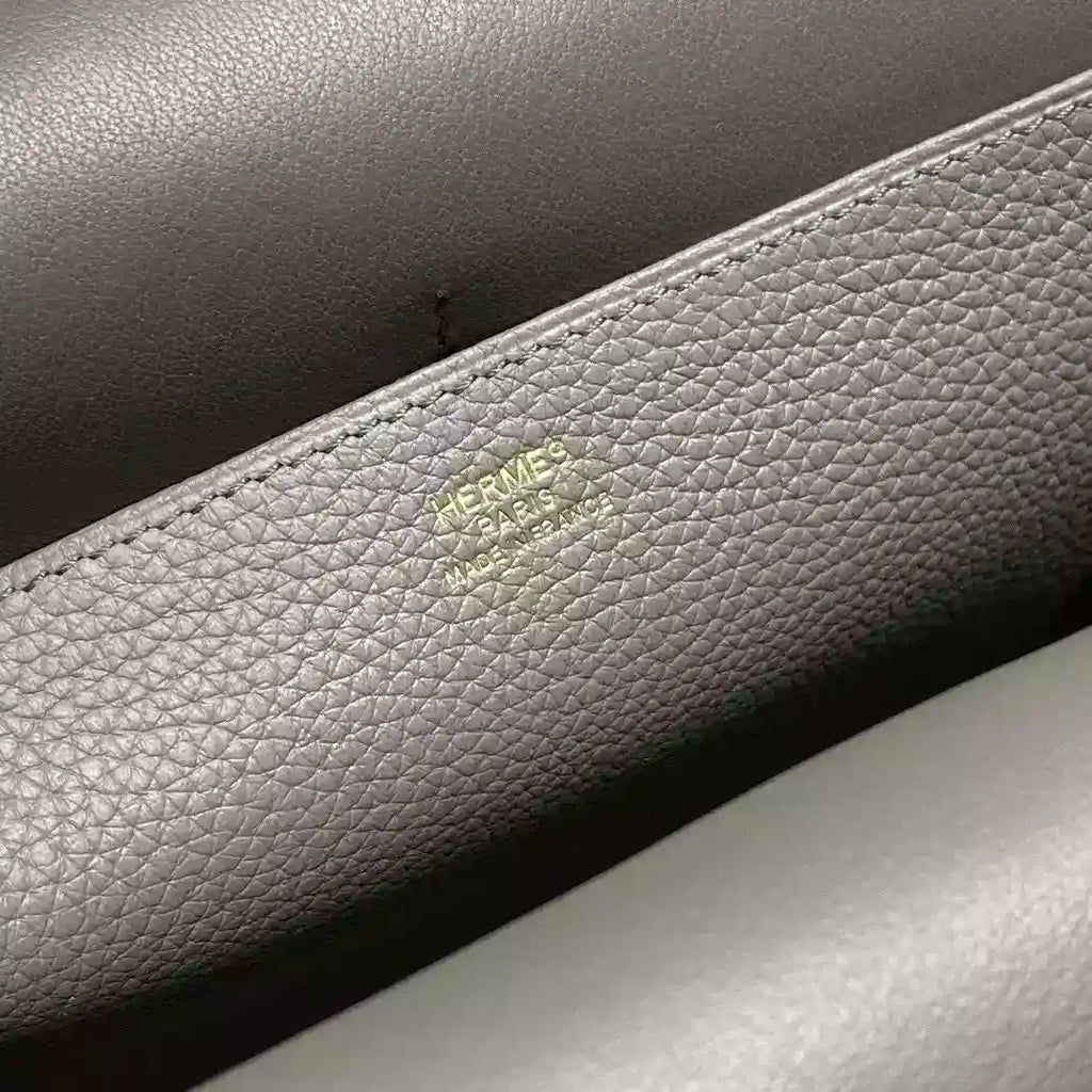 Hermes Halzan 25 Bag in Gris Meyer Clemence Leather – HW090