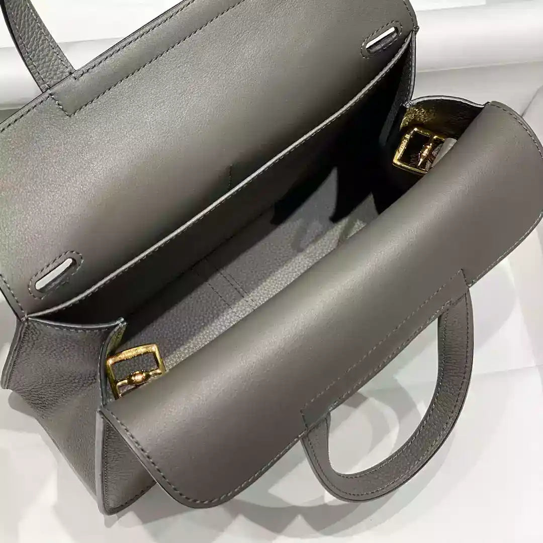 Hermes Halzan 25 Bag in Gris Meyer Clemence Leather – HW090