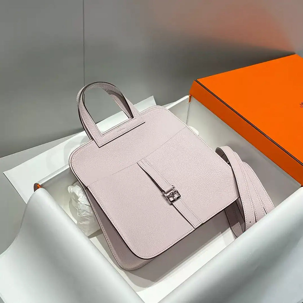 Hermes Halzan 25 Bag in Mauve Pale Clemence Leather – HW084