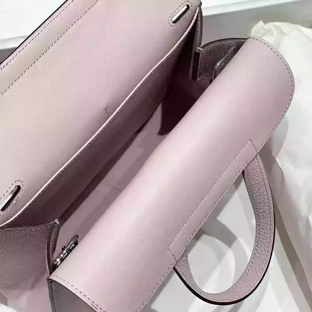 Hermes Halzan 25 Bag in Mauve Pale Clemence Leather – HW084
