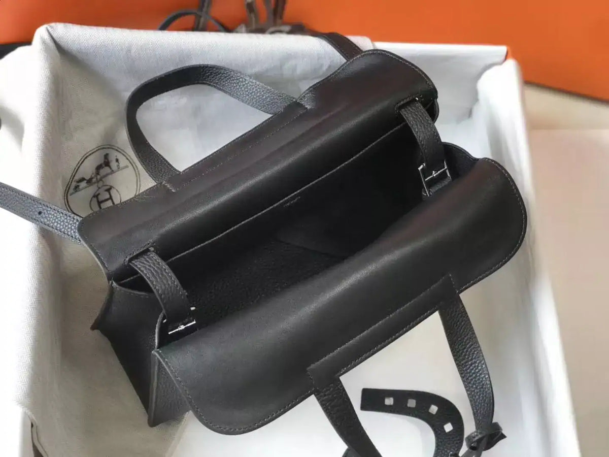 Hermes Halzan 31cm Bag In Black Clemence Leather – HW099