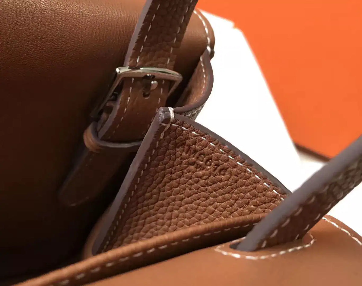 Hermes Halzan 31cm Bag In Gold Clemence Leather – HW100