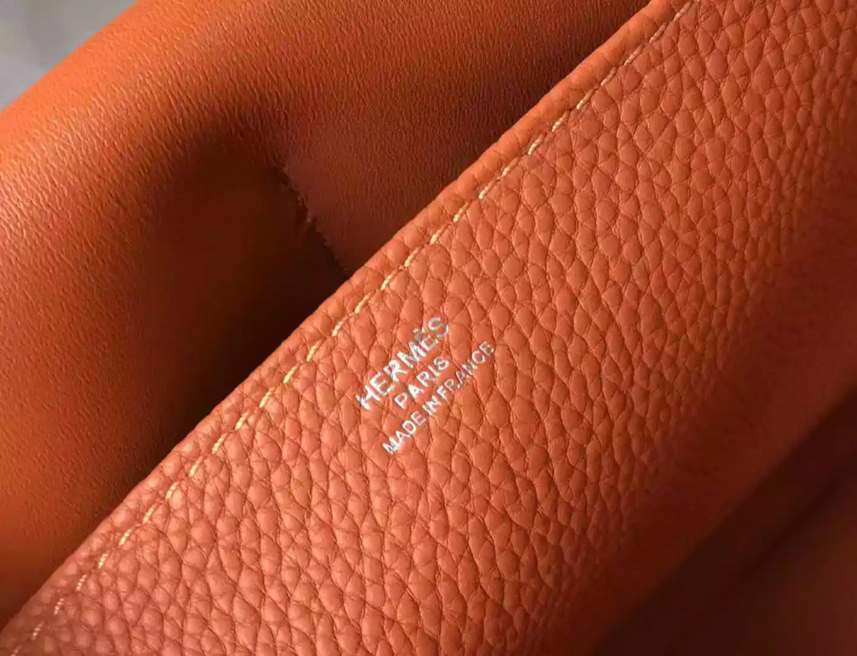 Hermes Halzan 31cm Bag In Orange Clemence Leather – HW096