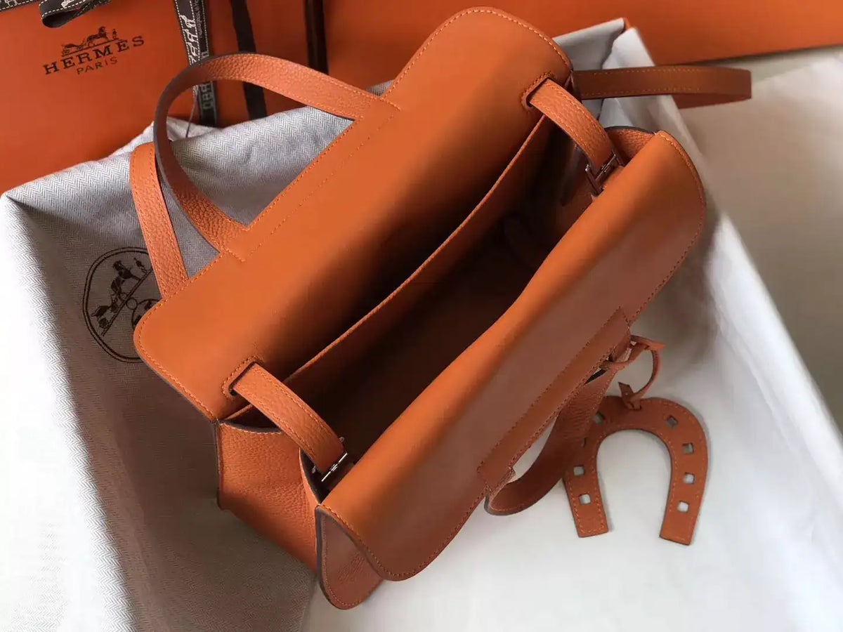 Hermes Halzan 31cm Bag In Orange Clemence Leather – HW096
