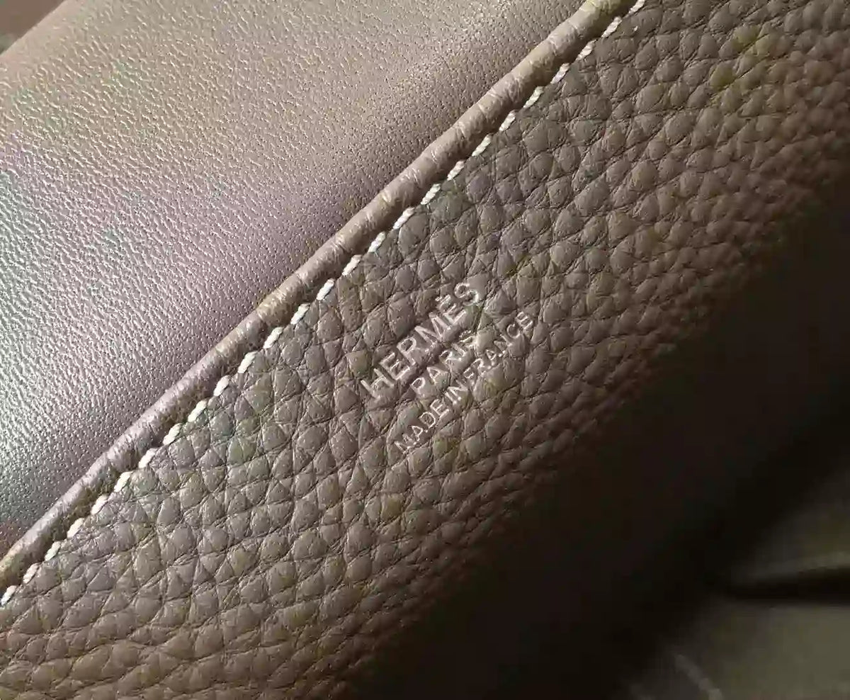 Hermes Halzan 31cm Bag In Taupe Clemence Leather – HW097