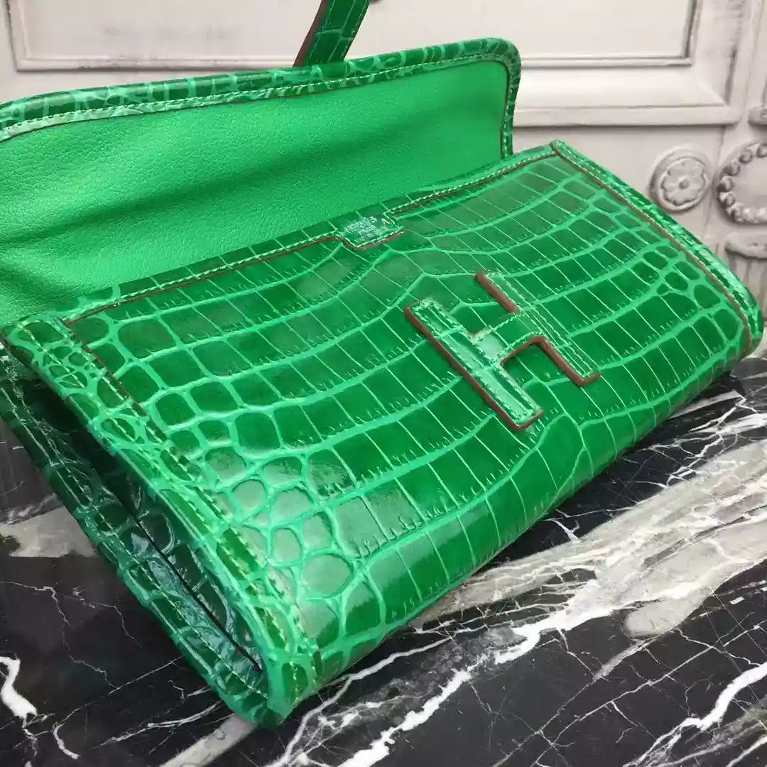 Hermes Jige Elan 29 Clutch In Bambou Crocodile Leather – HW108