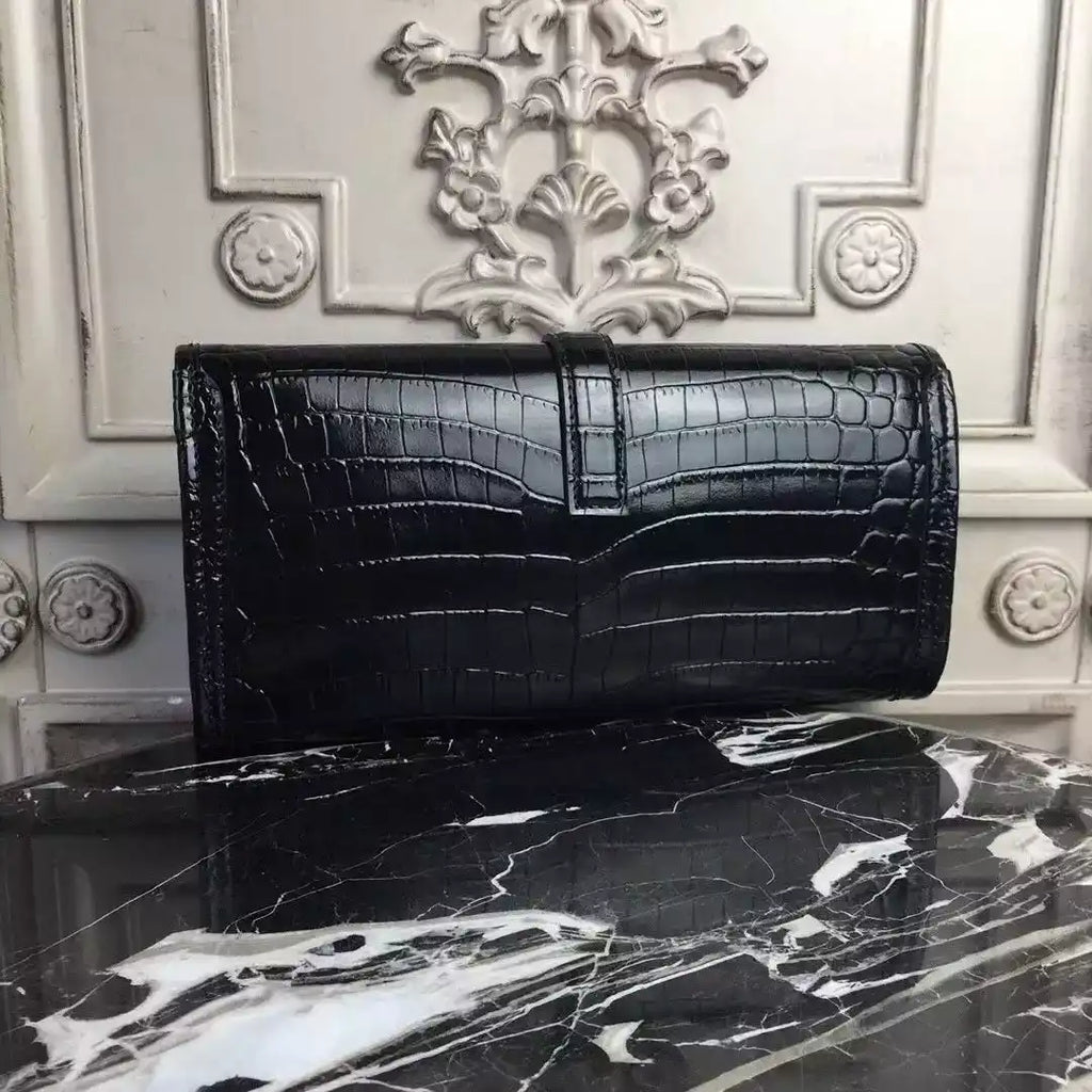 Hermes Jige Elan 29 Clutch In Black Crocodile Leather – HW113