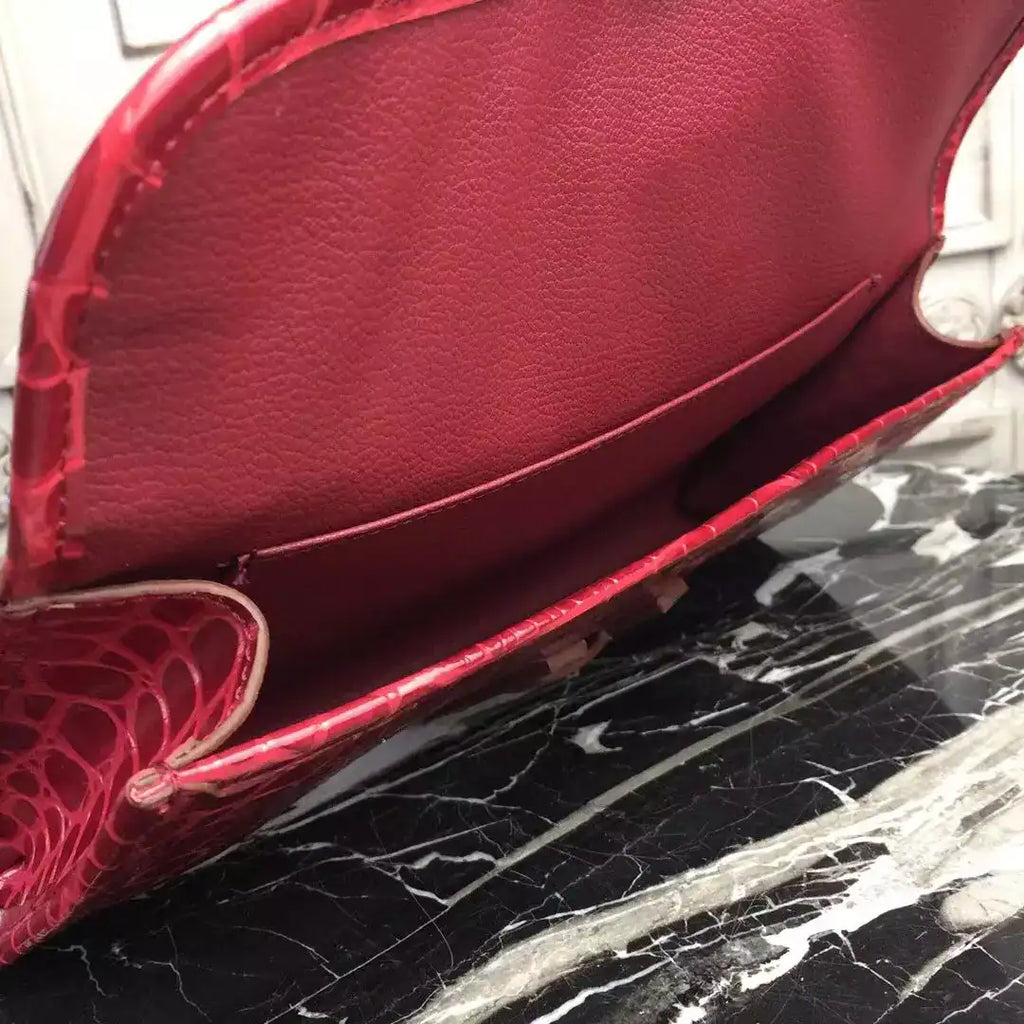 Hermes Jige Elan 29 Clutch In Dark Red Crocodile Leather – HW107