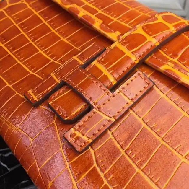 Hermes Jige Elan 29 Clutch In Orange Crocodile Leather – HW112