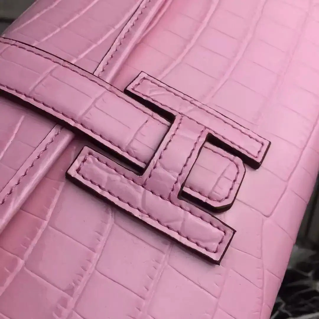 Hermes Jige Elan 29 Clutch In Pink Crocodile Leather – HW111