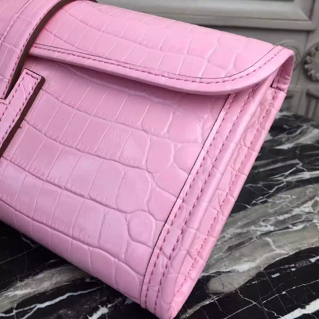 Hermes Jige Elan 29 Clutch In Pink Crocodile Leather – HW111