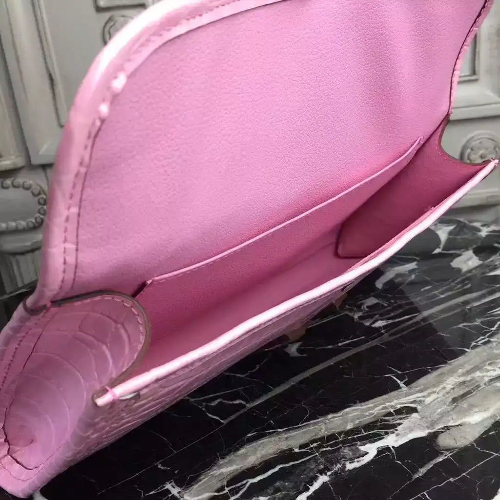Hermes Jige Elan 29 Clutch In Pink Crocodile Leather – HW111