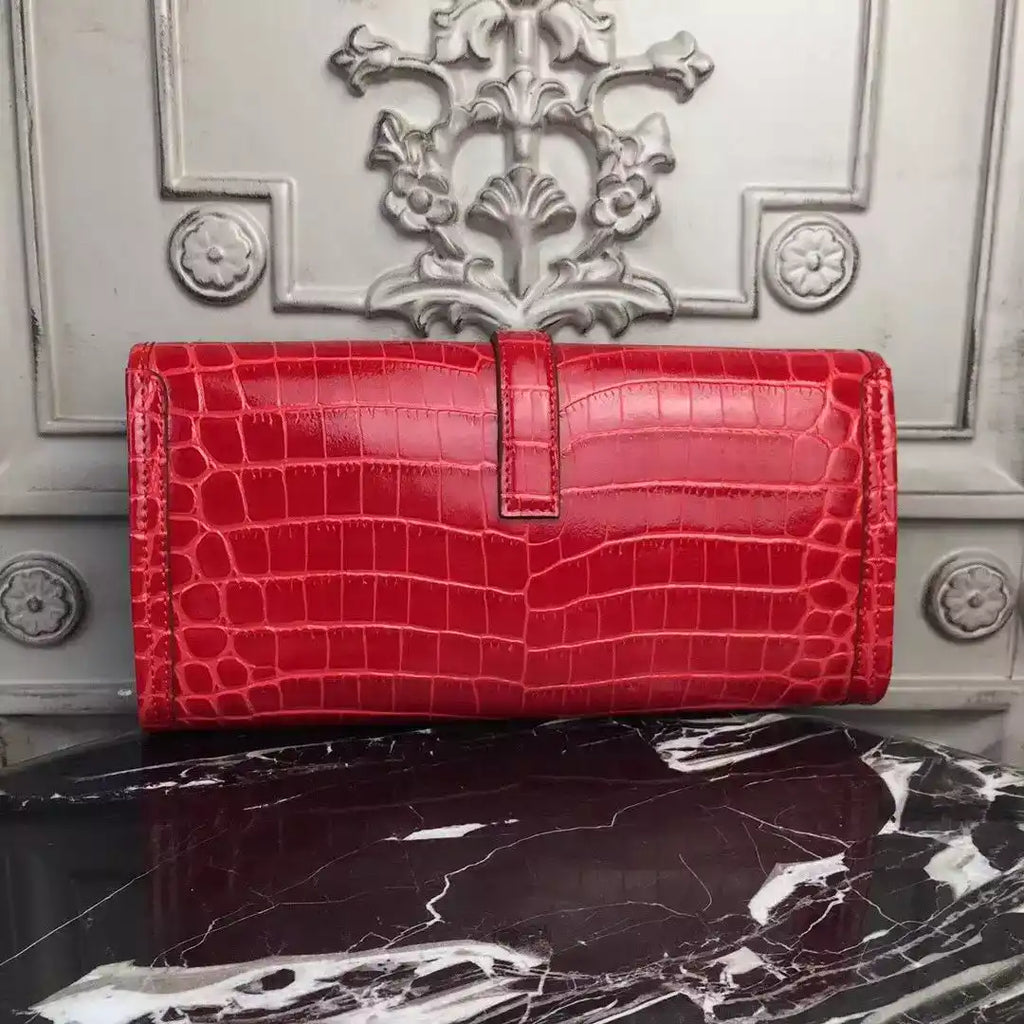 Hermes Jige Elan 29 Clutch In Red Crocodile Leather – HW110