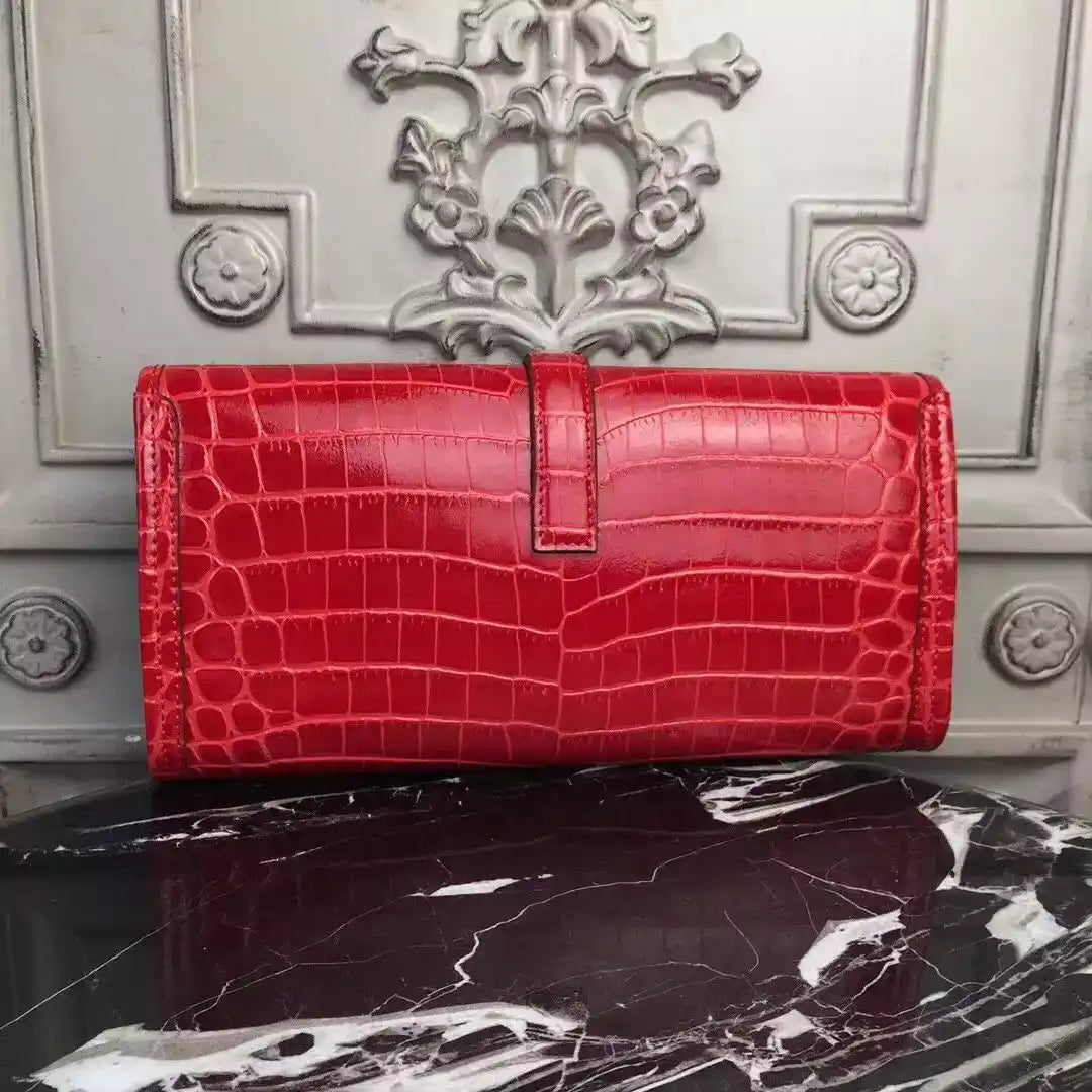 Hermes Jige Elan 29 Clutch In Red Crocodile Leather – HW110