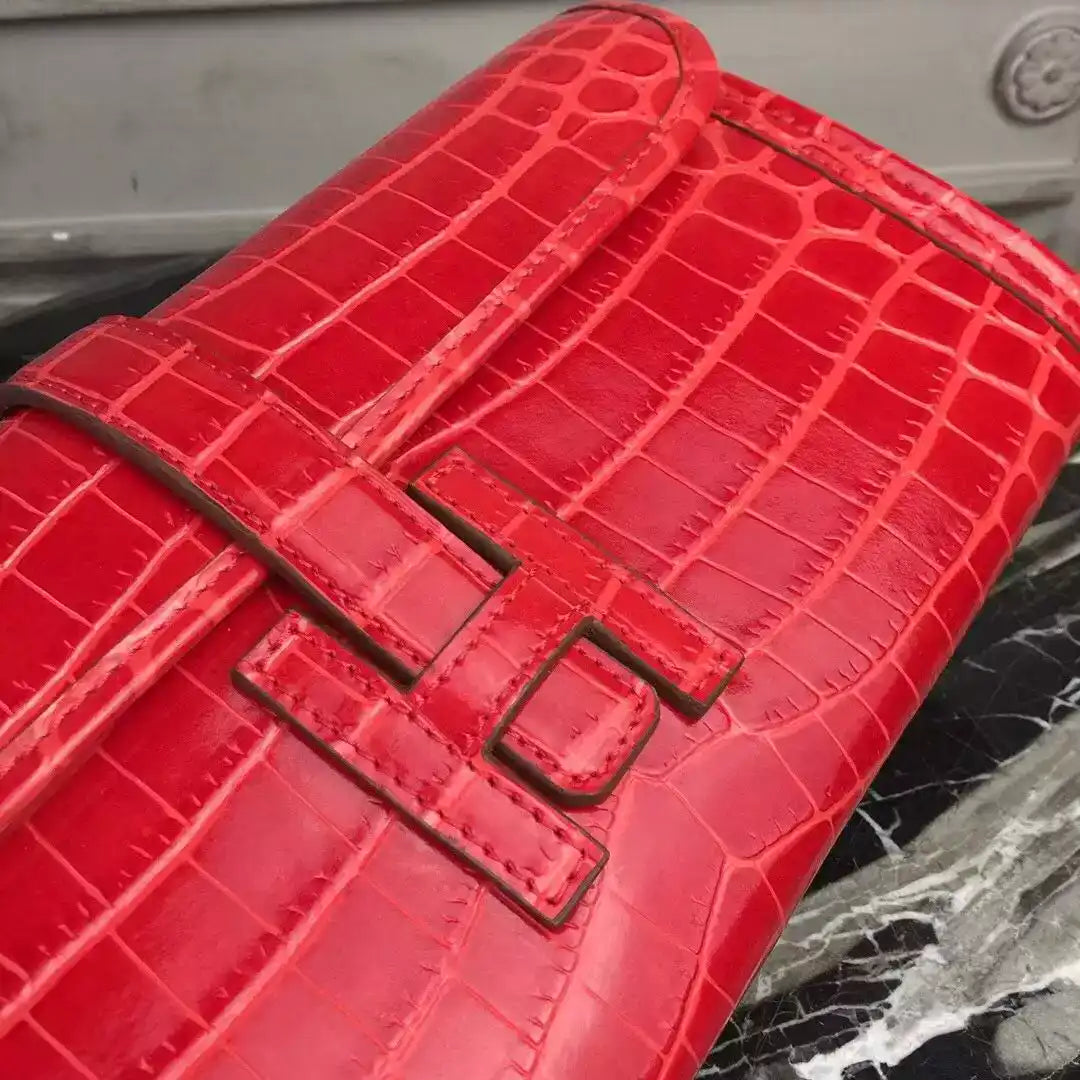 Hermes Jige Elan 29 Clutch In Red Crocodile Leather – HW110