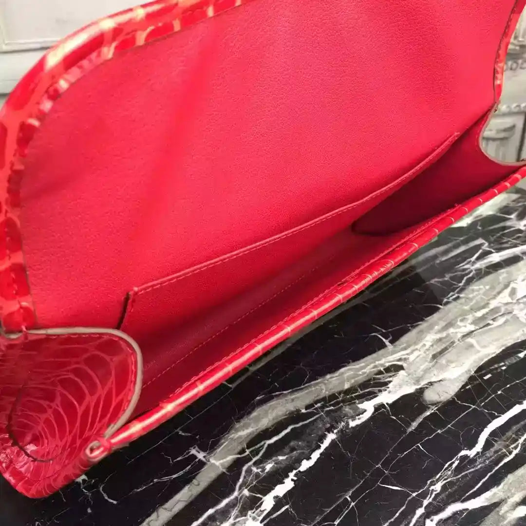 Hermes Jige Elan 29 Clutch In Red Crocodile Leather – HW110