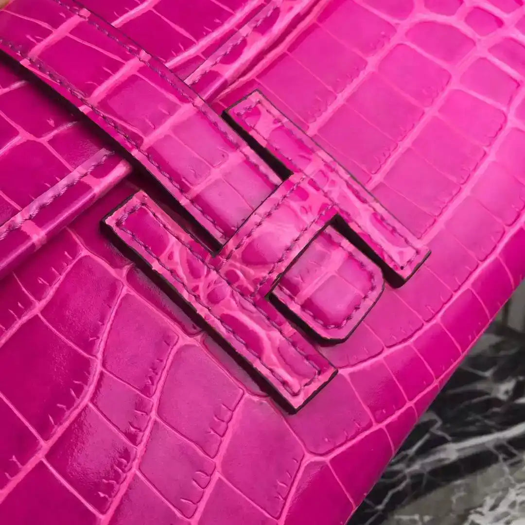 Hermes Jige Elan 29 Clutch In Rose Red Crocodile Leather – HW109