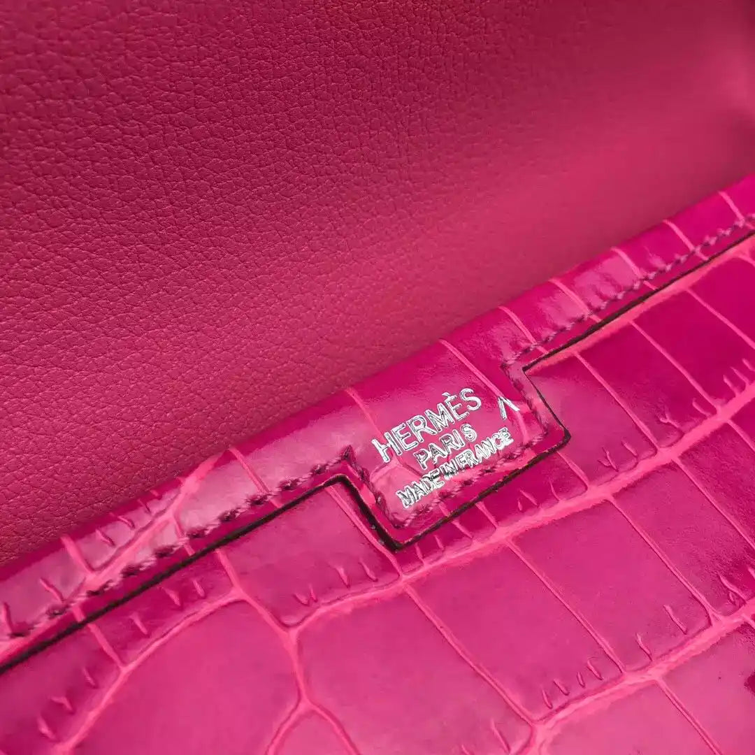 Hermes Jige Elan 29 Clutch In Rose Red Crocodile Leather – HW109