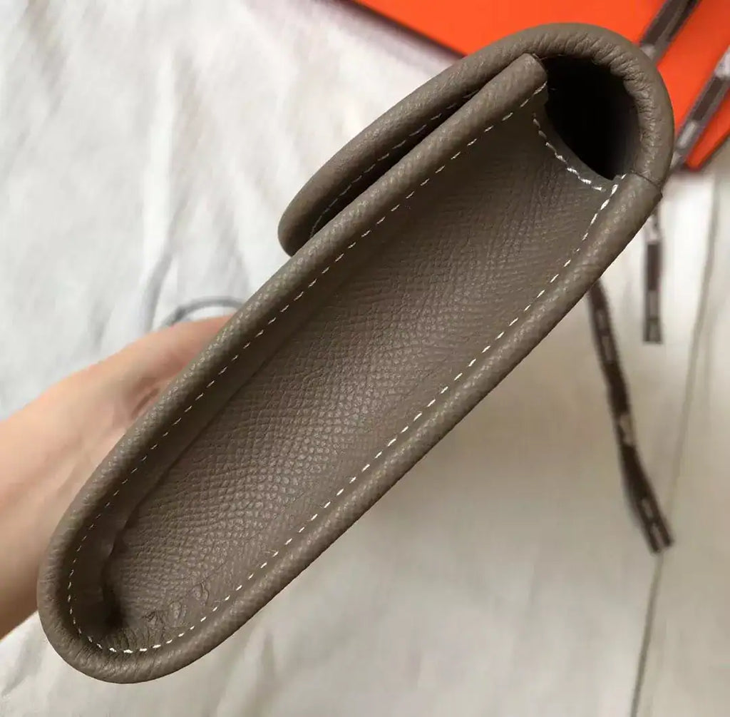 Hermes Jige Elan 29 Clutch In Taupe Grey Epsom Leather- HW103