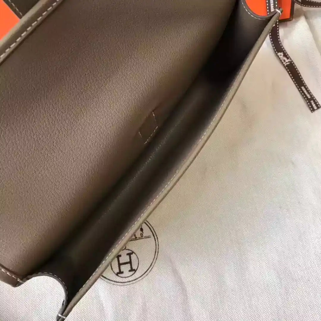 Hermes Jige Elan 29 Clutch In Taupe Grey Epsom Leather- HW103