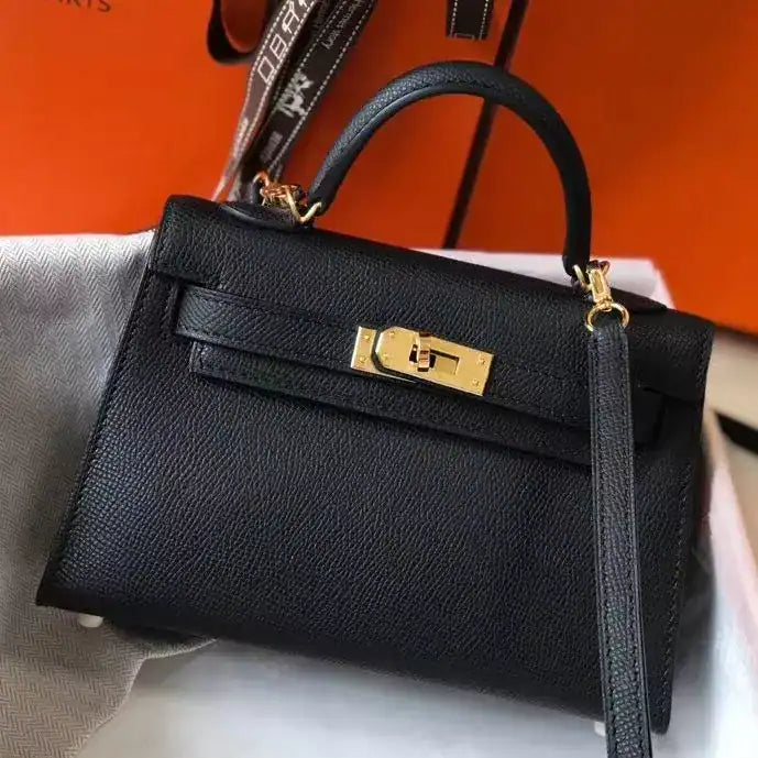 Hermes Kelly Mini II Bag In Black Epsom Leather GHW – HW120