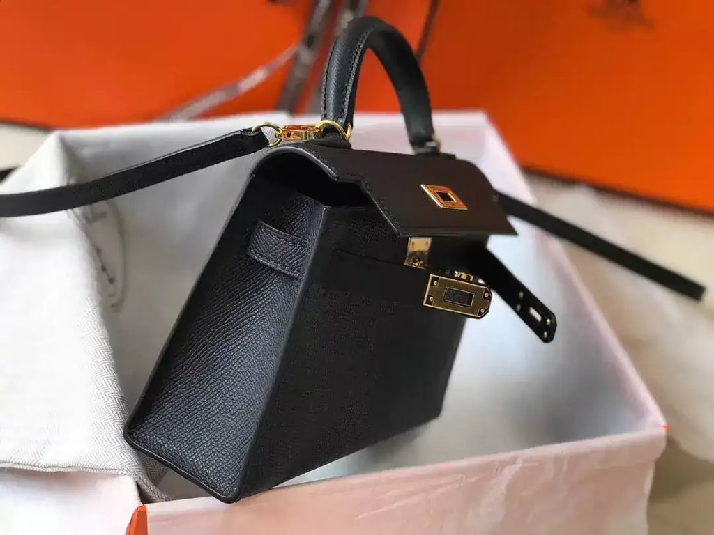 Hermes Kelly Mini II Bag In Black Epsom Leather GHW – HW120