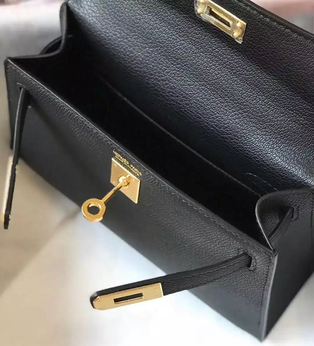 Hermes Kelly Mini II Bag In Black Epsom Leather GHW – HW120