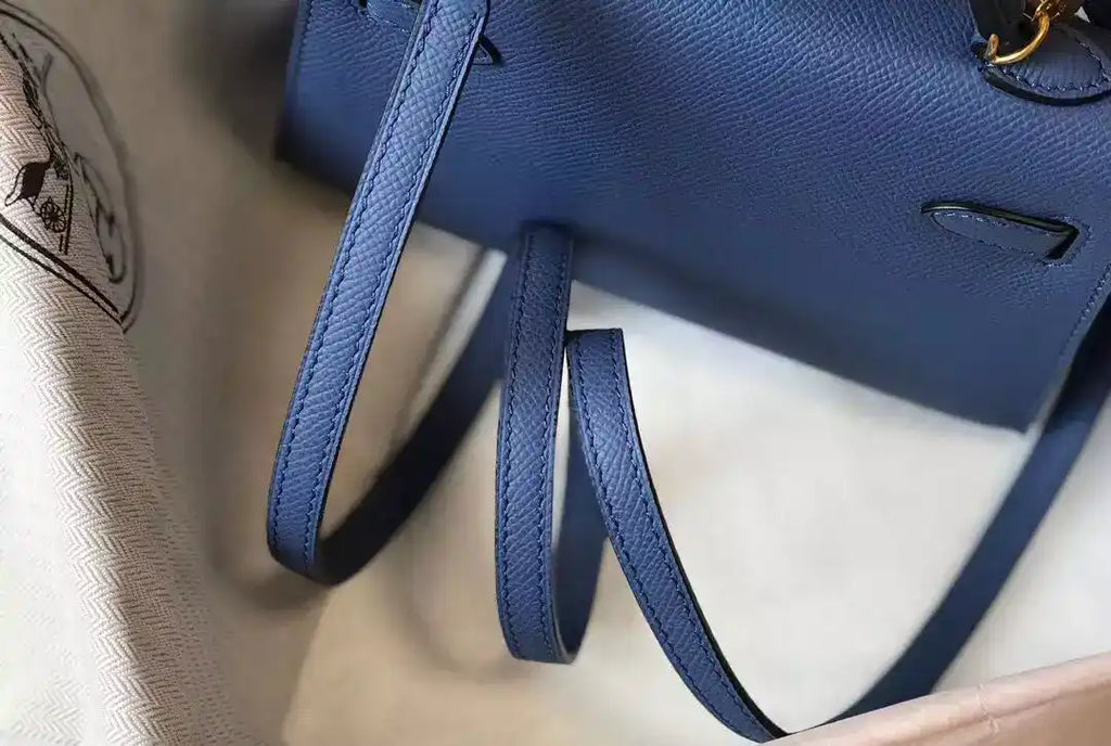 Hermes Kelly Mini II Bag In Blue Agate Epsom Leather GHW – HW121