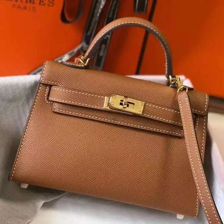 Hermes Kelly Mini II Bag In Gold Epsom Leather GHW – HW122
