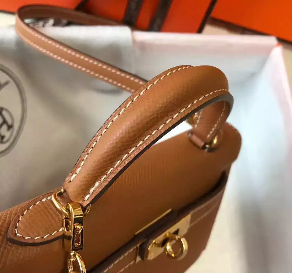 Hermes Kelly Mini II Bag In Gold Epsom Leather GHW – HW122
