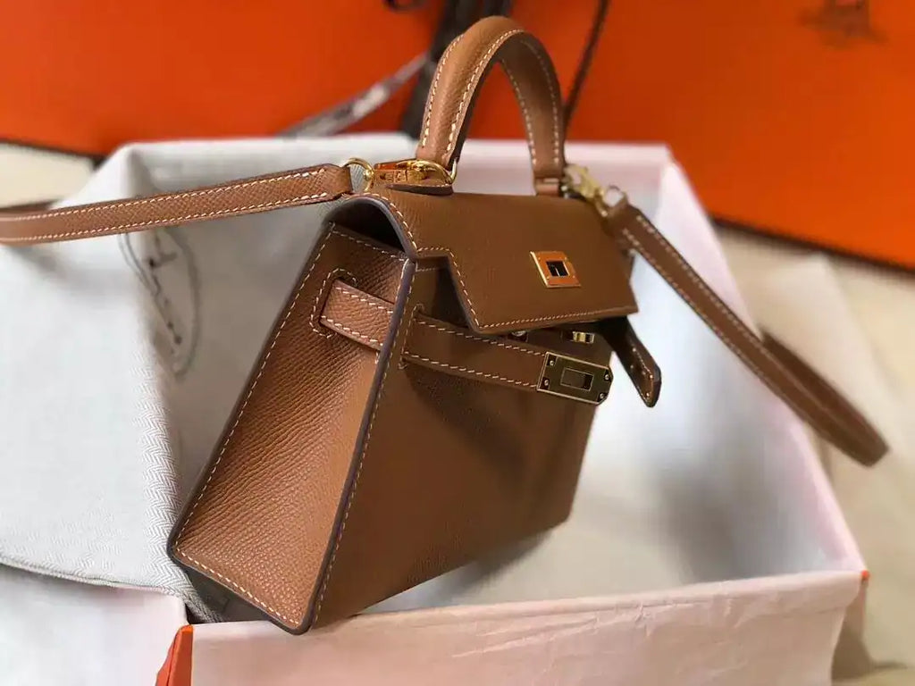 Hermes Kelly Mini II Bag In Gold Epsom Leather GHW – HW122