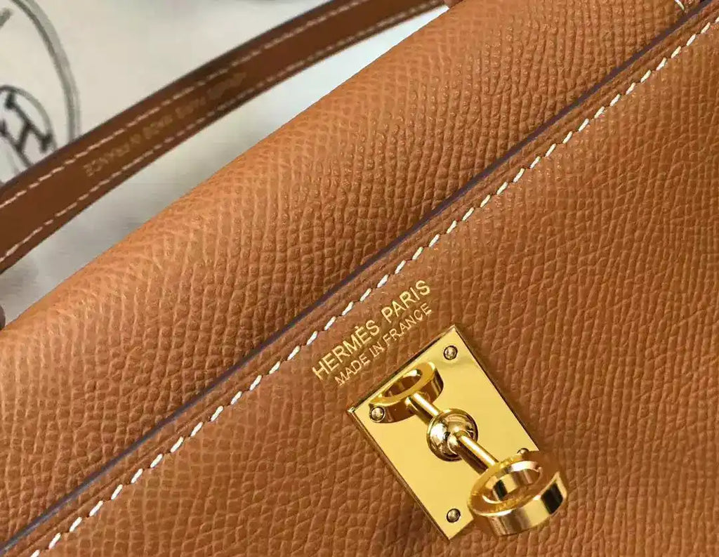 Hermes Kelly Mini II Bag In Gold Epsom Leather GHW – HW122