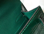 Hermes Kelly Mini II Bag In Green Embossed Crocodile Leather – HW130