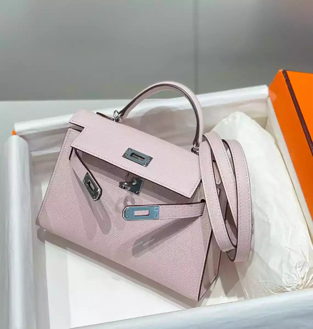 Hermes Kelly Mini II Bag In Mauve Pale Epsom Leather PHW – HW127