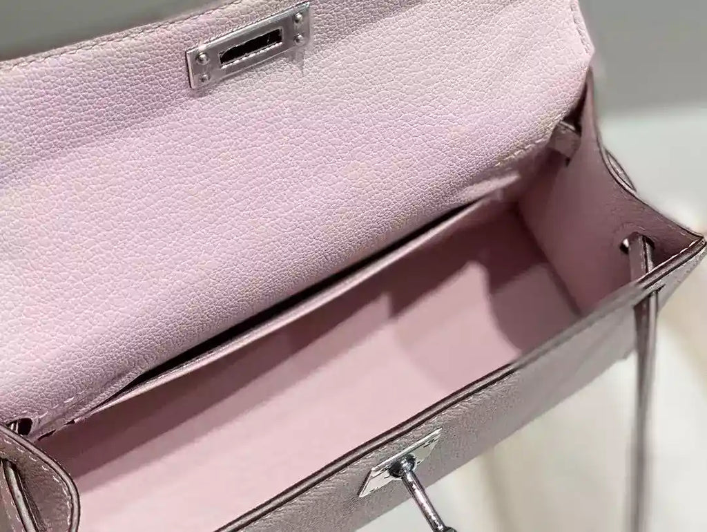 Hermes Kelly Mini II Bag In Mauve Pale Epsom Leather PHW – HW127