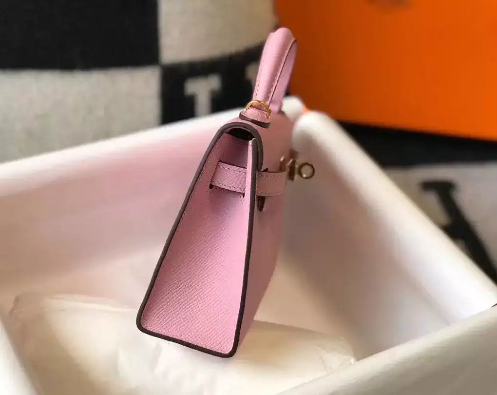 Hermes Kelly Mini II Bag In Mauve Sylvestre Epsom Leather GHW – HW123