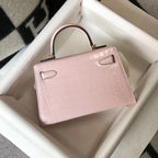 Hermes Kelly Mini II Bag In Rose Dragee Embossed Crocodile Leather – HW132