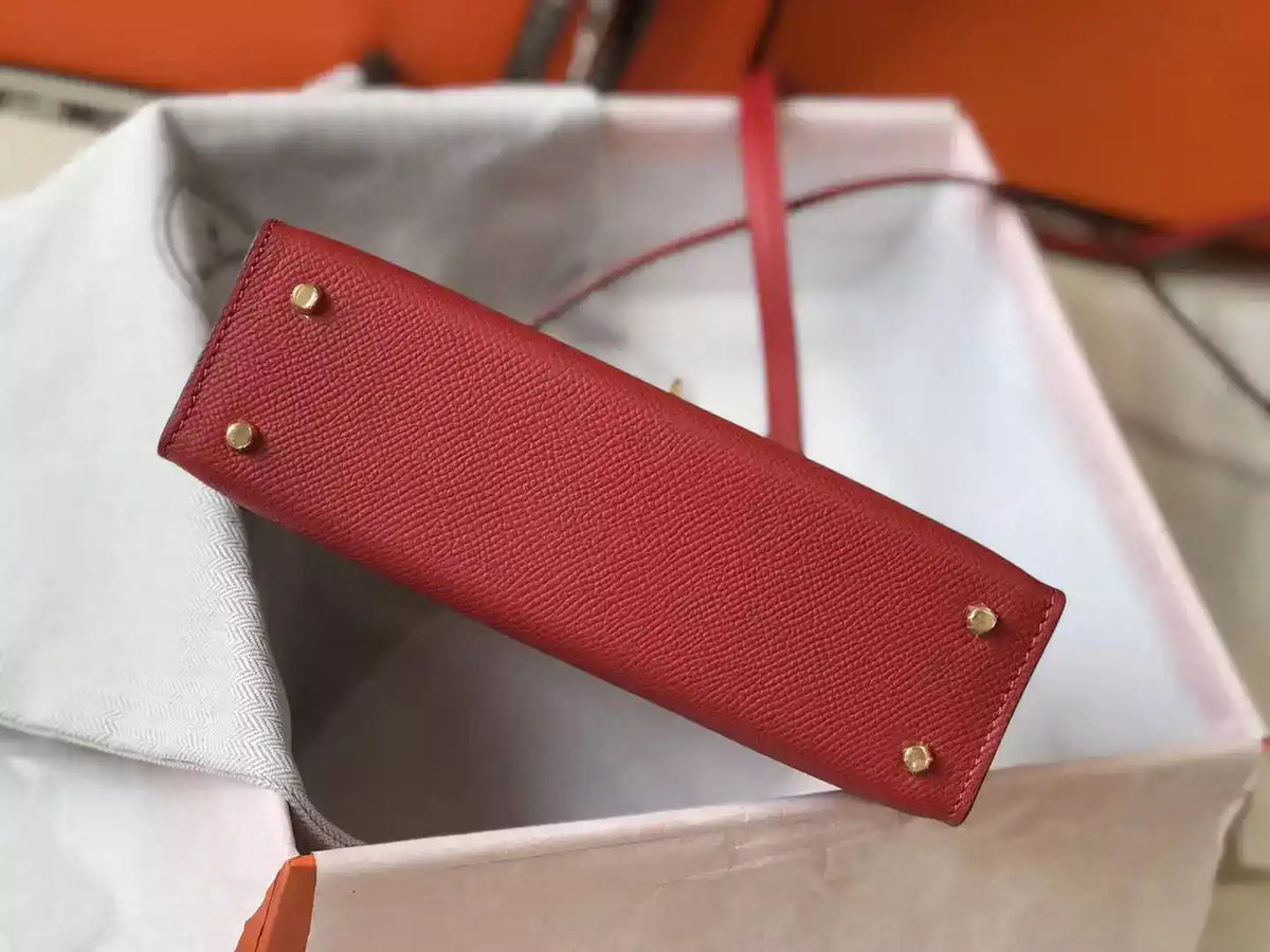 Hermes Kelly Mini II Bag In Rouge Vif Epsom Leather GHW – HW119