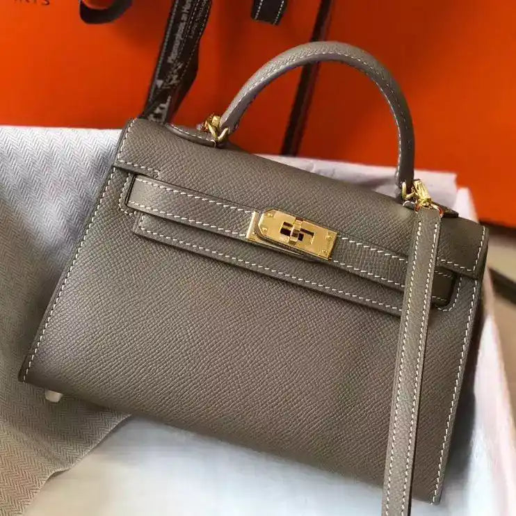 Hermes Kelly Mini II Bag In Taupe Grey Epsom Leather GHW – HW125