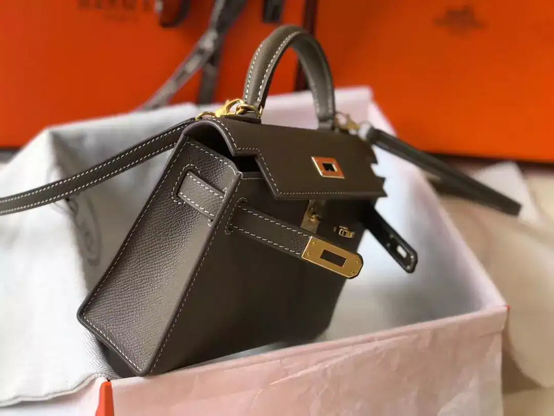 Hermes Kelly Mini II Bag In Taupe Grey Epsom Leather GHW – HW125