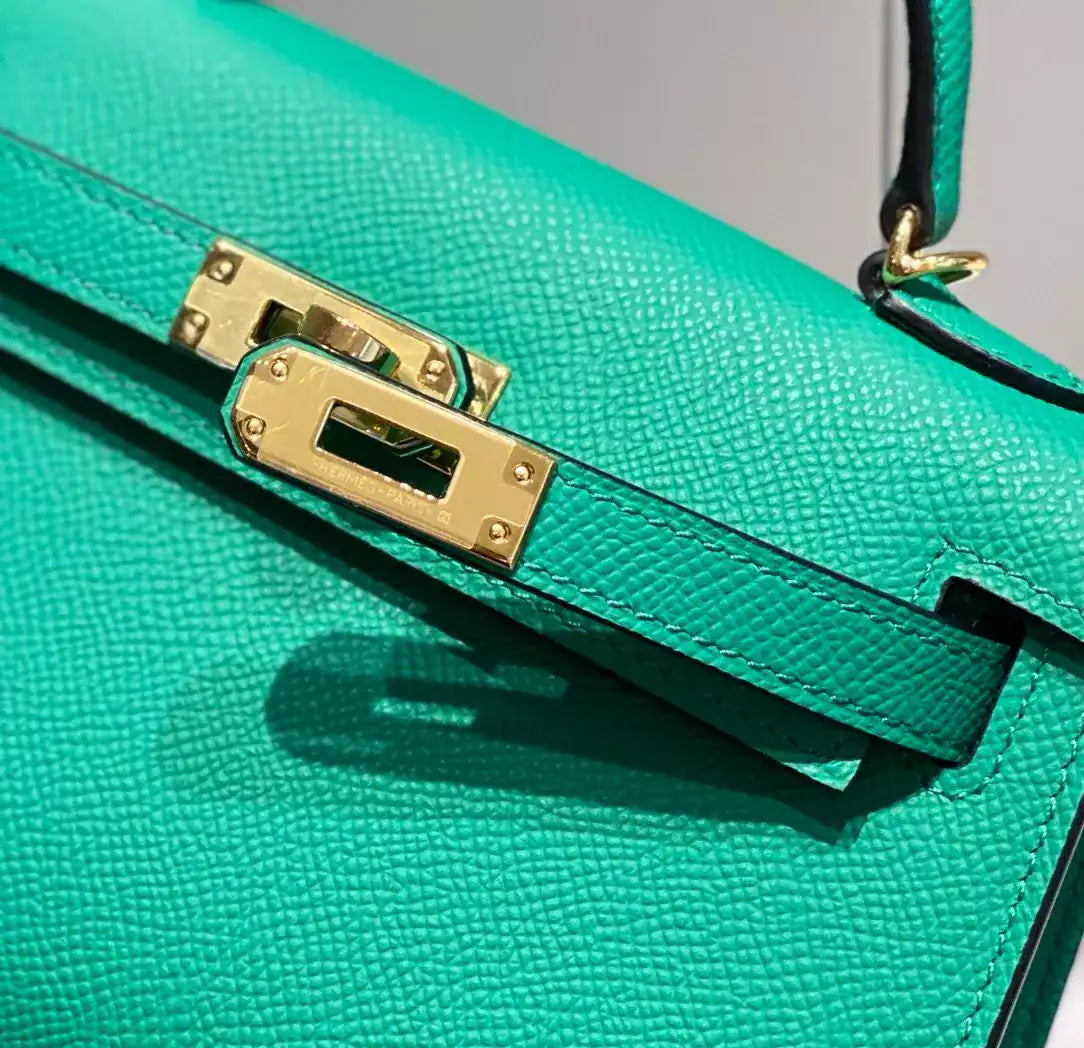 Hermes Kelly Mini II Bag In Vert Jade Epsom Leather GHW – HW115