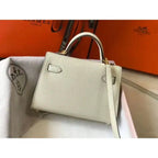 Hermes Kelly Mini II Bag In White Epsom Leather GHW – HW117